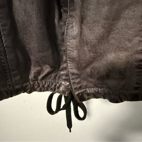Mauritius‎ Women’s Distressed Dark Brown Leather Jacket With Faux Fur Hood M - Picture 8 of 16